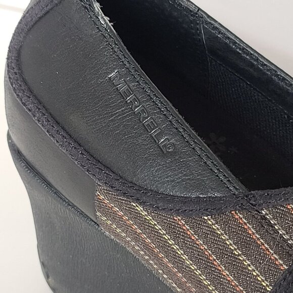 Merrell Poppy Black Leather Mary Jane Wedge Cushion Vibram Sole Shoes‎ Size 9.5 - Picture 3 of 11